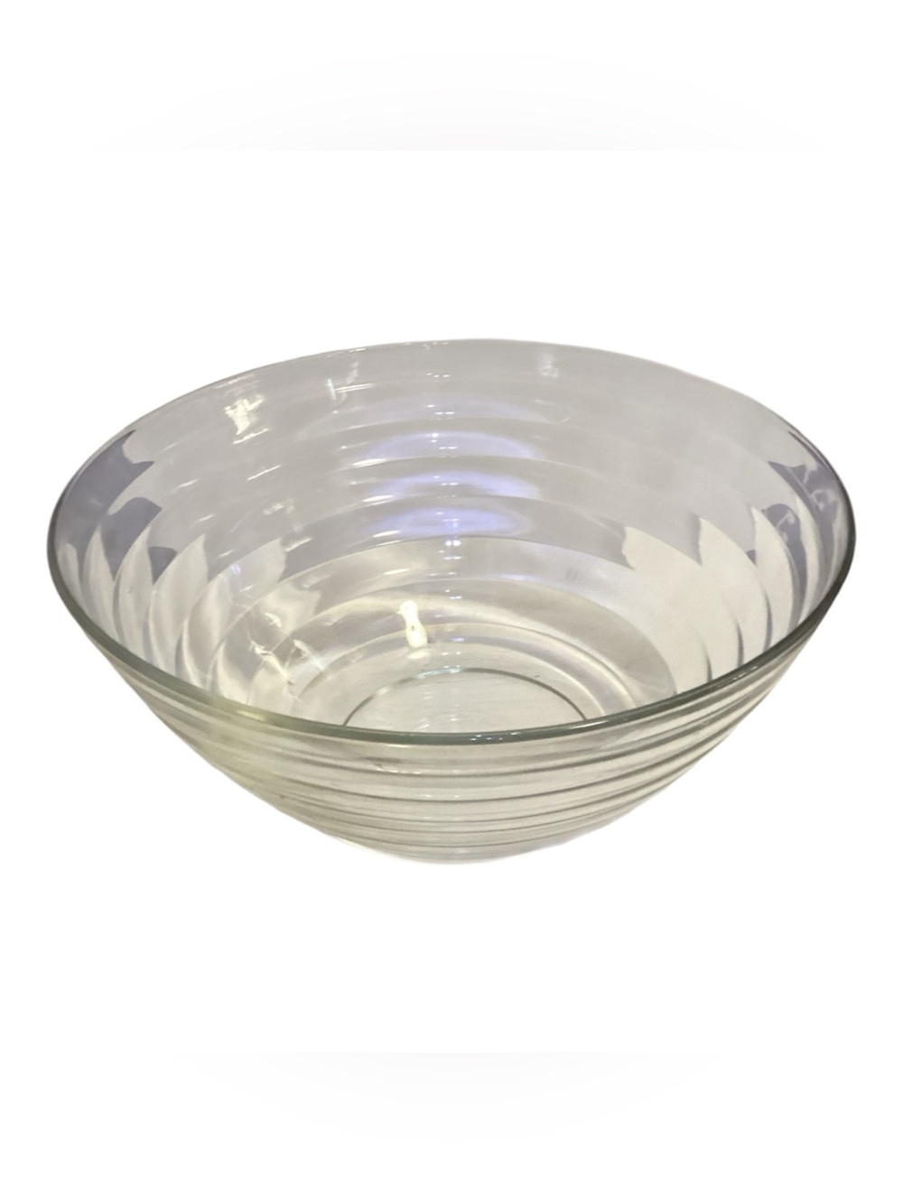 Bormioli Rocco Viva Glass Salad Serving Bowl Clear Ribbed Tempered 9” Italy
